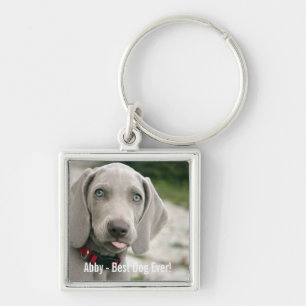 Personalised Weimaraner Dog Photo and Dog Name Key Ring