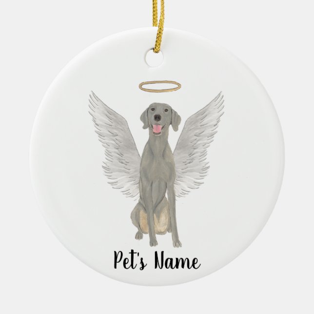 Personalised Weimaraner Sympathy Memorial Ceramic Tree Decoration (Front)
