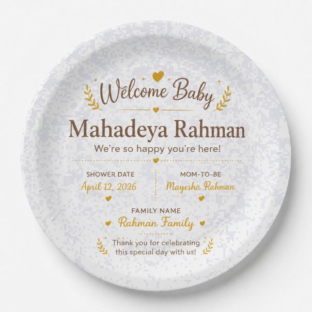 Personalised Welcome Baby Shower Plates (Creator Uploaded)