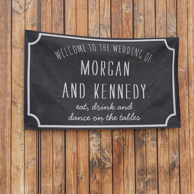 Personalised Welcome Chalkboard Wedding Banner (A rustic chalkboard vibe to this wedding welcome banner. Just add your names)