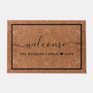 Personalised Welcome Family Name Rustic Coir Doormat