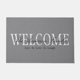 Personalised Welcome Grey Doormat