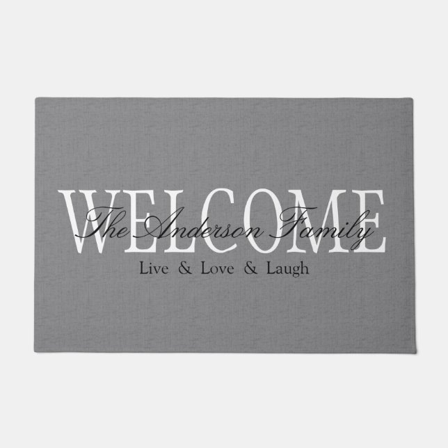 Personalised Welcome Grey Doormat (Front)