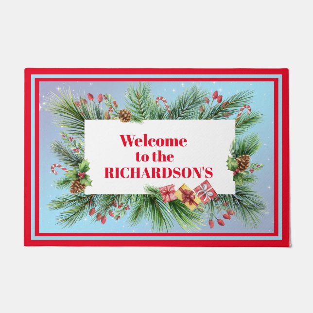 Personalised Welcome Holiday Botanicals   Doormat (Front)