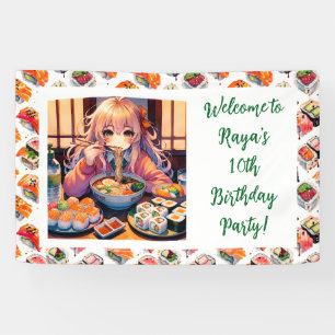 Personalised Welcome Sushi Themed Birthday Banner