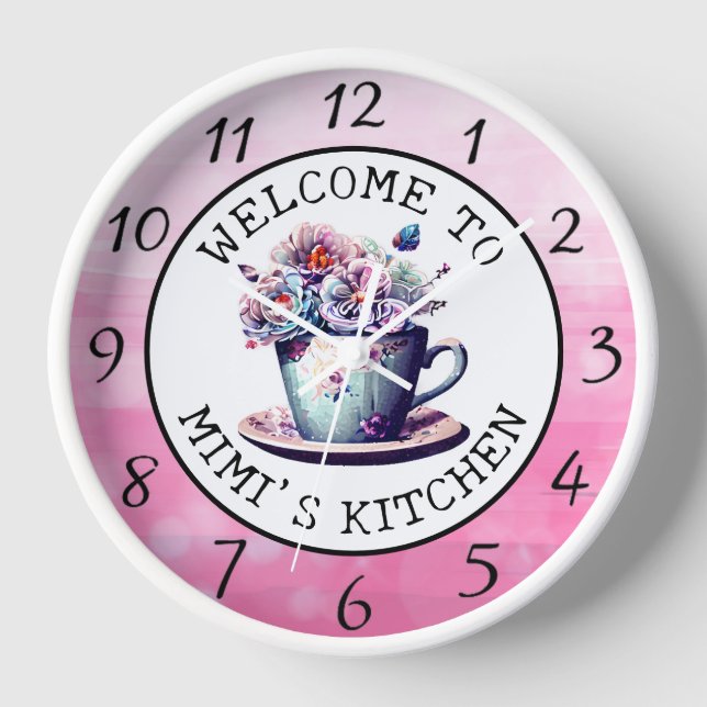 Personalised Welcome to Mimi's Kitchen  Clock (Front)