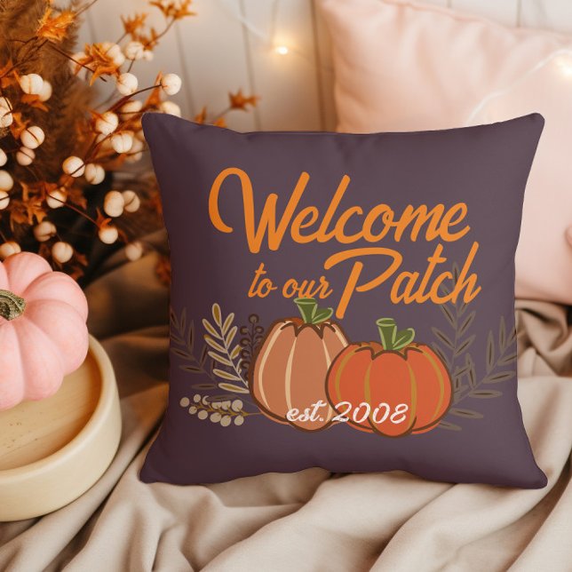 Personalised Welcome to our Autumn Pumpkin Patch Cushion (Creator Uploaded)