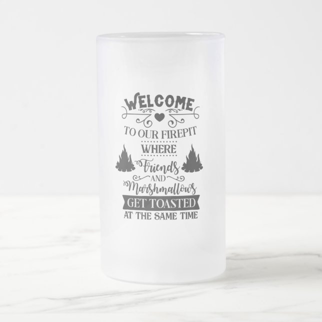 Personalised Welcome To Our Firepit Frosted Mug (Center)