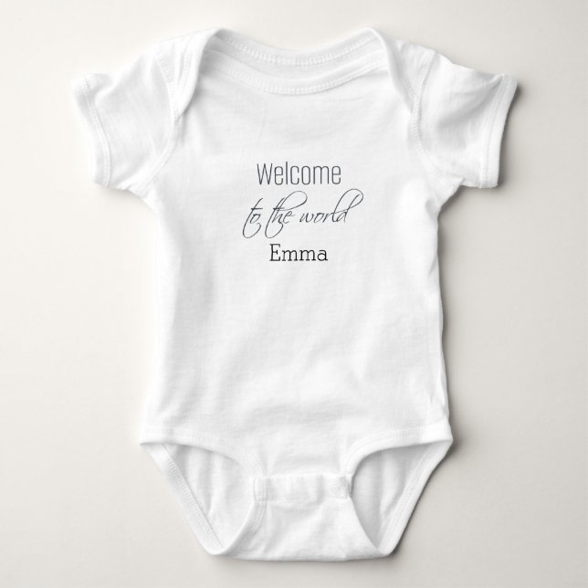 Personalised "Welcome to the World" baby bodysuit (Front)