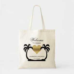 Personalised WELCOME Wedding Bag Palm Trees Heart