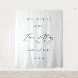 Personalised Welcomen Wedding Backdrop Banner Tapestry