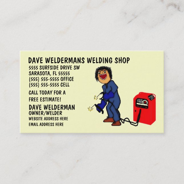 Personalised Welder Cartoon Business Card (Front)