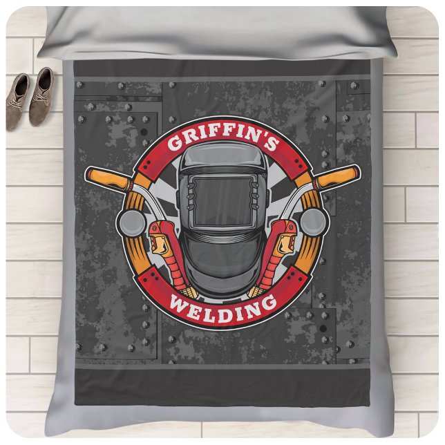 Personalised Welder Metal Fabricator Welding Shop Fleece Blanket (Creator Uploaded)