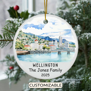Personalised Wellington Ornament, New Zealand Ceramic Tree Decoration