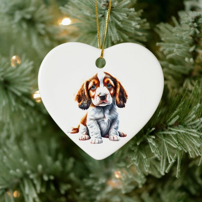 Personalised Welsh Springer Spaniel Puppy Ceramic Tree Decoration (Tree)