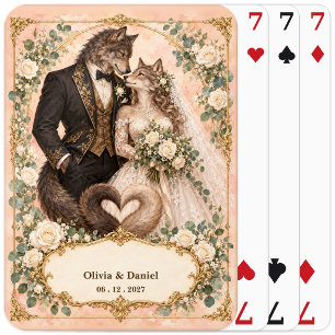 Personalised Werewolf Bride & Groom Wedding Favour Playing Cards