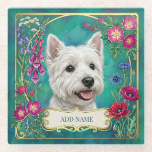 Personalised West Highland Dog Teal Coaster