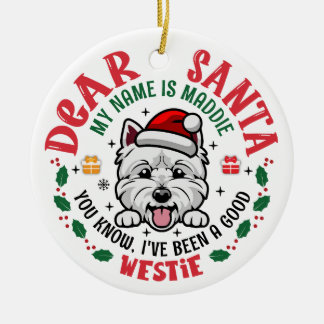 Personalised West Highland White Terrier Christmas Ceramic Tree Decoration
