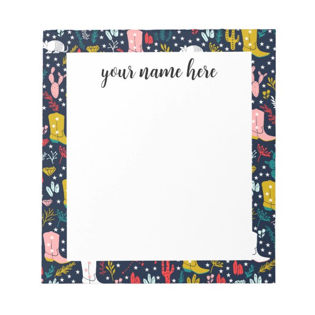 Personalised Western Cowgirl Notepad (Front)