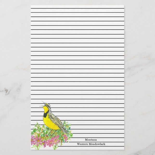 Personalised Western Meadowlark Letter Writing Stationery (Front)