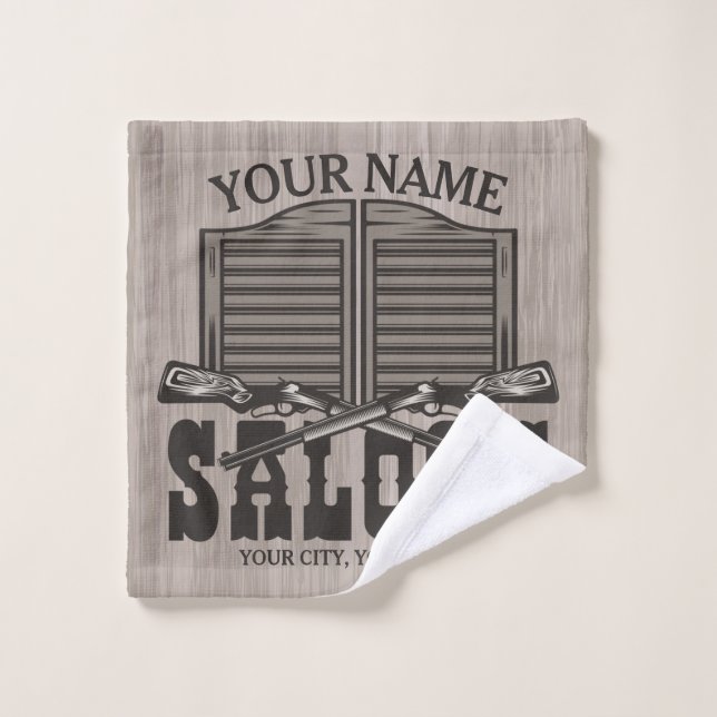 Personalised Western Rifle Guns Old Saloon Bar   Bath Towel Set (Wash Cloth)