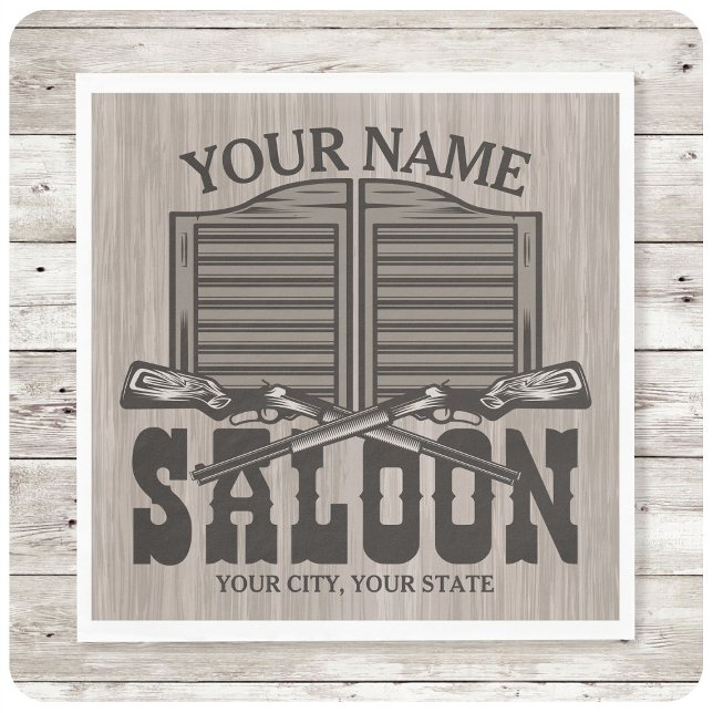 Personalised Western Rifle Guns Old Saloon Bar  Napkin (Creator Uploaded)