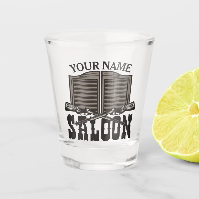 Personalised Western Rifle Guns Old Saloon Bar  Shot Glass (Front)