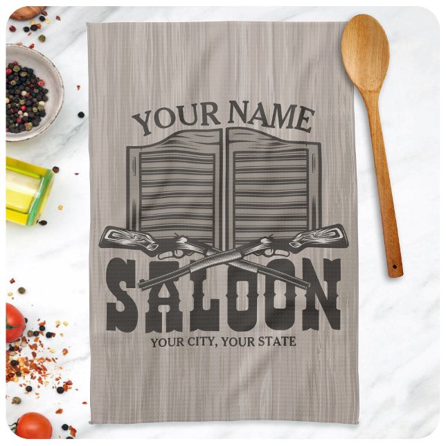Personalised Western Rifle Guns Old Saloon Bar  Tea Towel (Creator Uploaded)