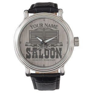 Personalised Western Rifle Guns Old Saloon Bar Watch