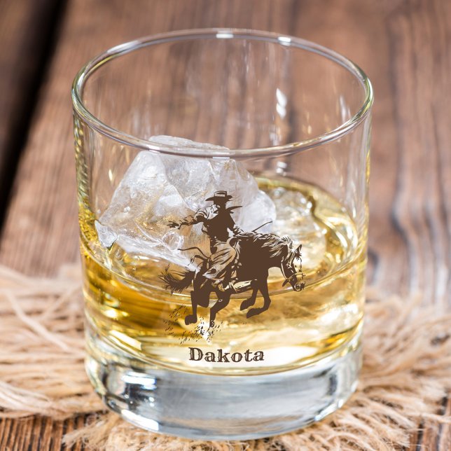 Personalised Western Rodeo Cowboy Cowgirl  Whiskey Glass (Creator Uploaded)