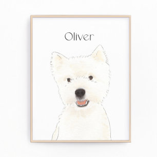 Personalised Westie West Highland Terrier Art Photo Print
