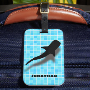 Personalised Whale Shark in Swimming Pool Luggage Tag