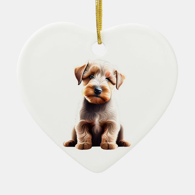 Personalised Wheaten Terrier Puppy Ceramic Tree Decoration (Front)