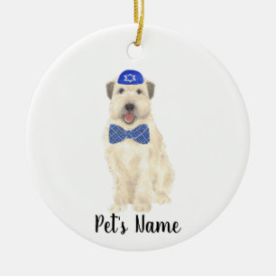 Personalised Wheaten Terrier Yarmulke and Tie  Ceramic Tree Decoration