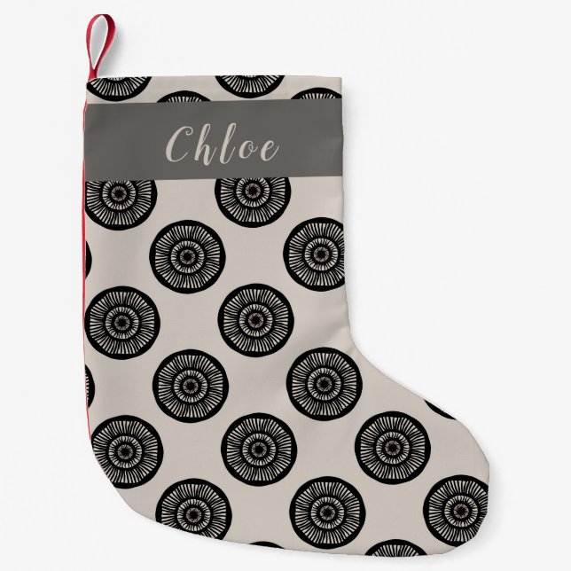 Personalised Wheel Pattern Mocha Brown  Small Christmas Stocking (Front)