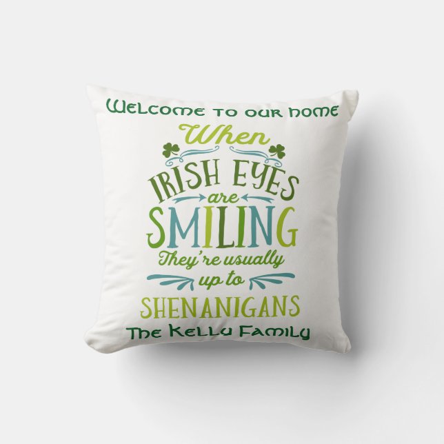 Personalised When Irish Eyes Are Smiling Cushion (Front)