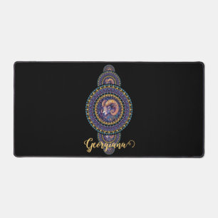 Personalised Whimsical Aries Ornamental Mandala Desk Mat