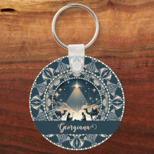 Personalised Whimsical Aries Zodiac Dot Mandala Key Ring