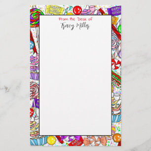 Personalised Whimsical Candy and Cupcakes Stationery