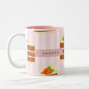Personalised Whimsical Carrot Cake Pattern Two-Tone Coffee Mug