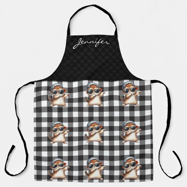 Personalised Whimsical Cat All-Over Print Apron (Front)