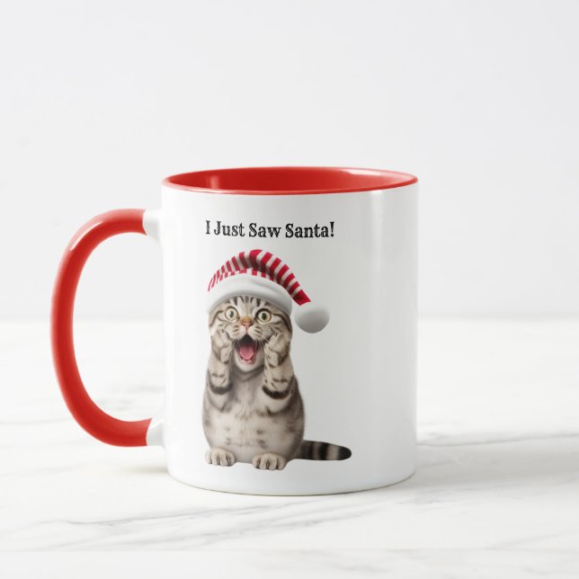 Personalised Whimsical Cat Christmas Mug (Left)
