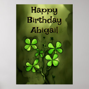 Personalised Whimsical Clovers Happy Birthday Poster