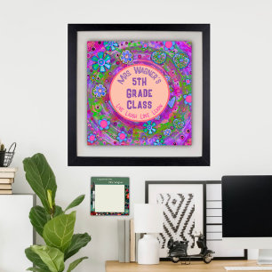 Personalised Whimsical Colourful Purple Classroom Poster