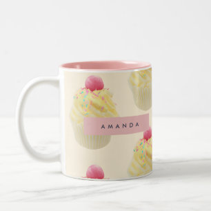 Personalised Whimsical Cupcake Pattern Two-Tone Coffee Mug