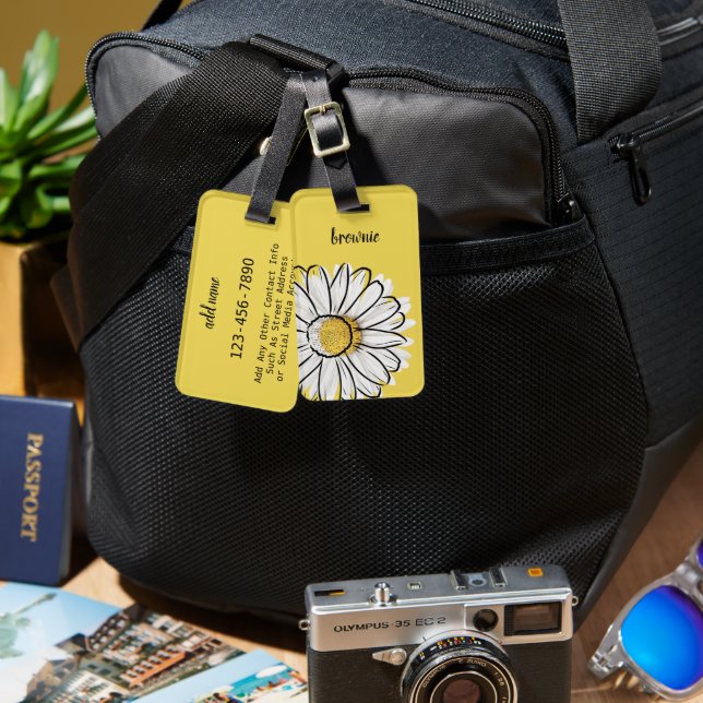 Personalised Whimsical Daisy Luggage Tag  (Front & Back)