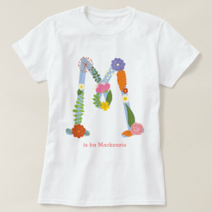 Personalised Whimsical Flower Monogram (M) T-Shirt