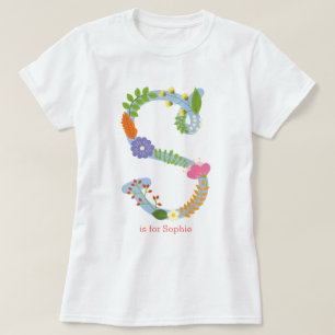 Personalised Whimsical Flower Monogram (S) T-Shirt