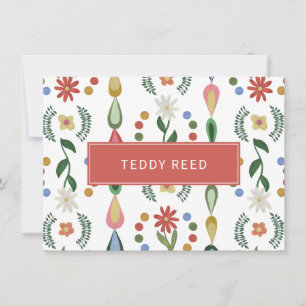 Personalised Whimsical Flowers Greenery Note Card