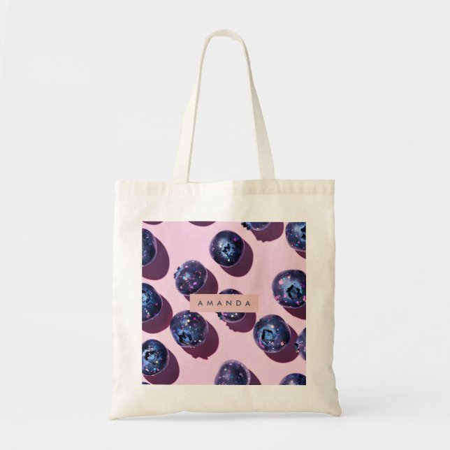 Personalised Whimsical Galaxy Blueberry Tote Bag (Front)